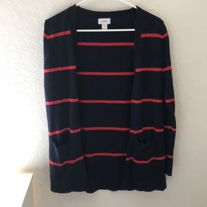 Blue and red cardigan